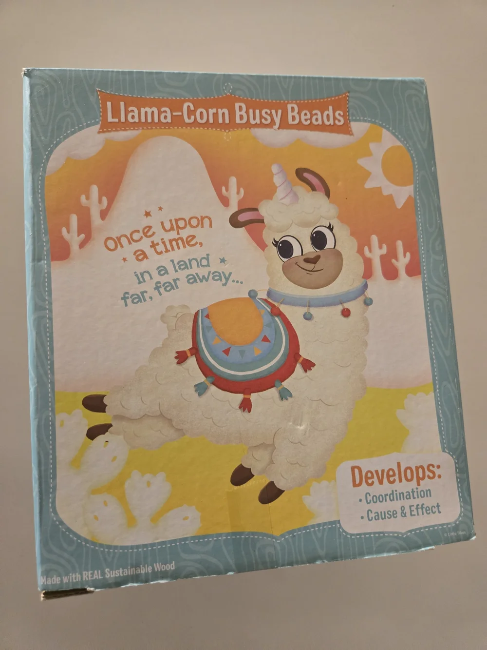 Llama-Corn Busy Beads Wooden Toy - White $10